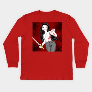 lola the katana samurai againts patriarchy Kids Long Sleeve T-Shirt